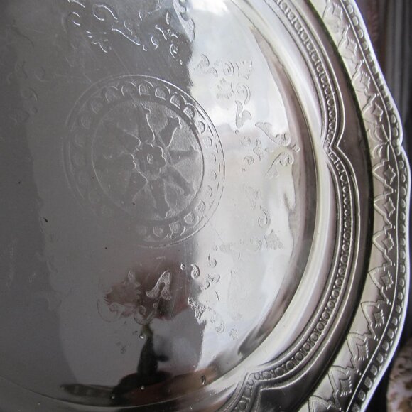 Amber Depression Glass Patrician Spoke Pattern Charger Plate yellow Depression - Picture 4 of 4